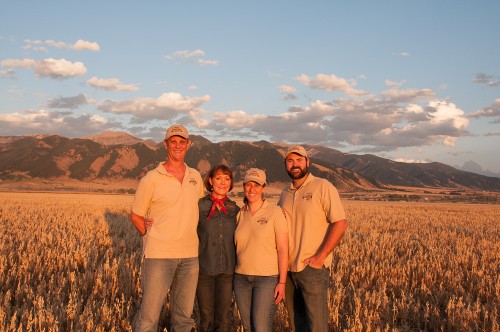 Family in gluten-free oatfield